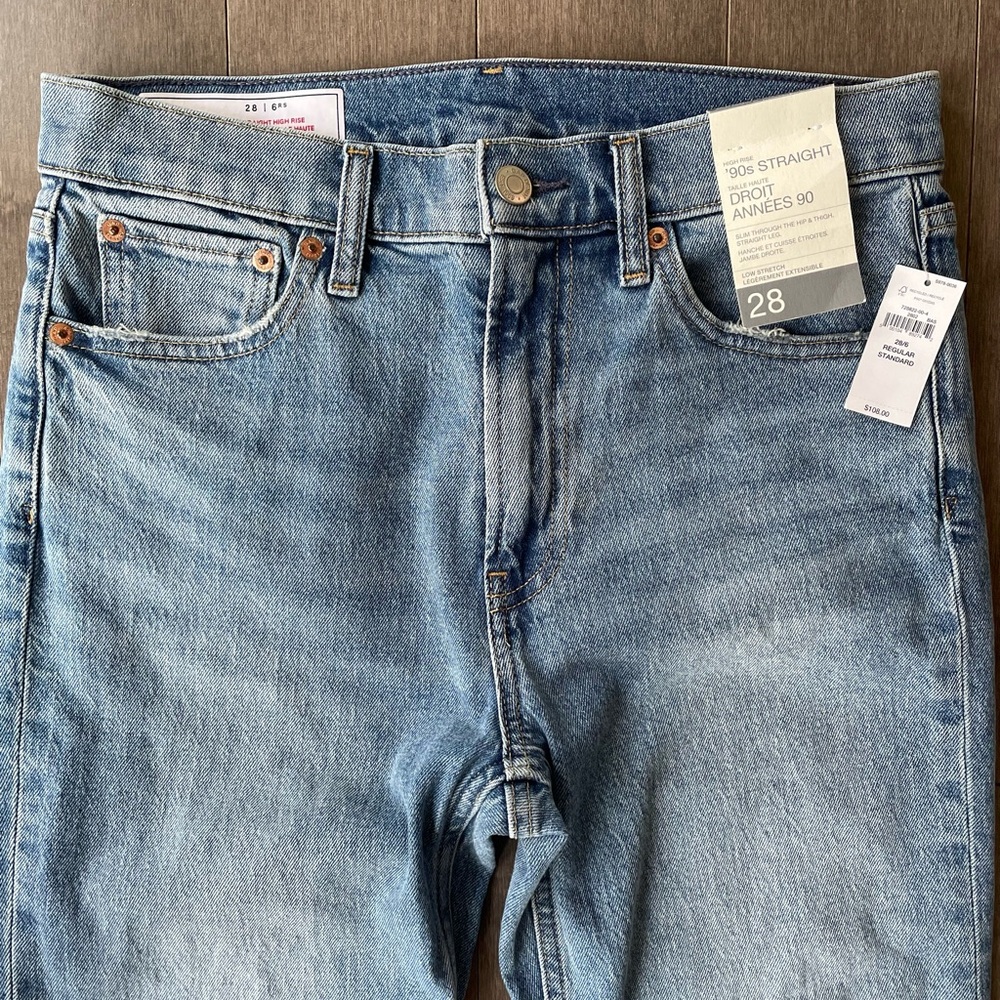Gap 90s straight high rise jeans, light wash, size 28 (6)